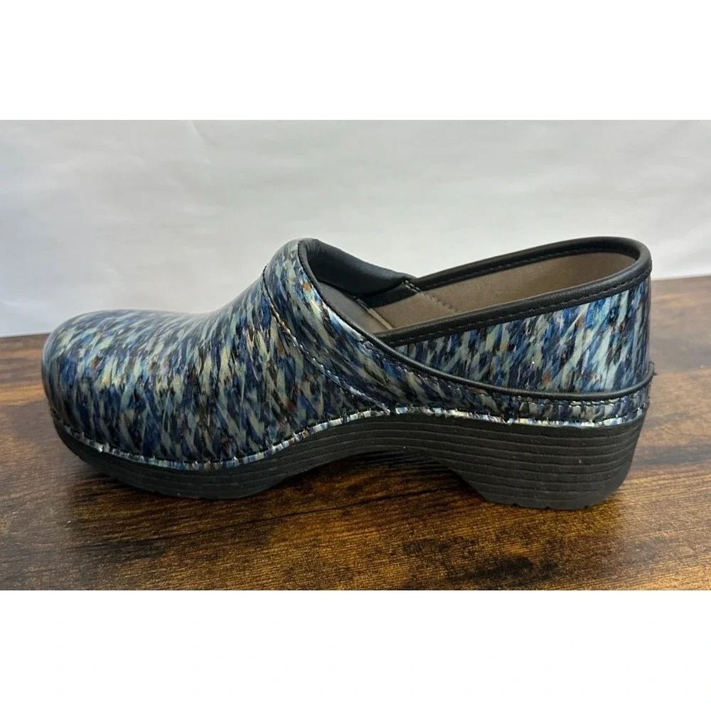 Dansko LT Pro Women 39 Blue Waves Patent Leather Clogs Slip Resistant - Picture 2 of 14